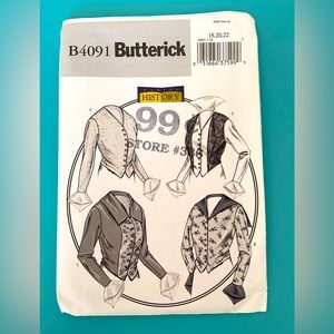 Butterick 4091 Sewing Pattern 1914 Basque Shirt Blouse Size 18-22 Costume Uncut
